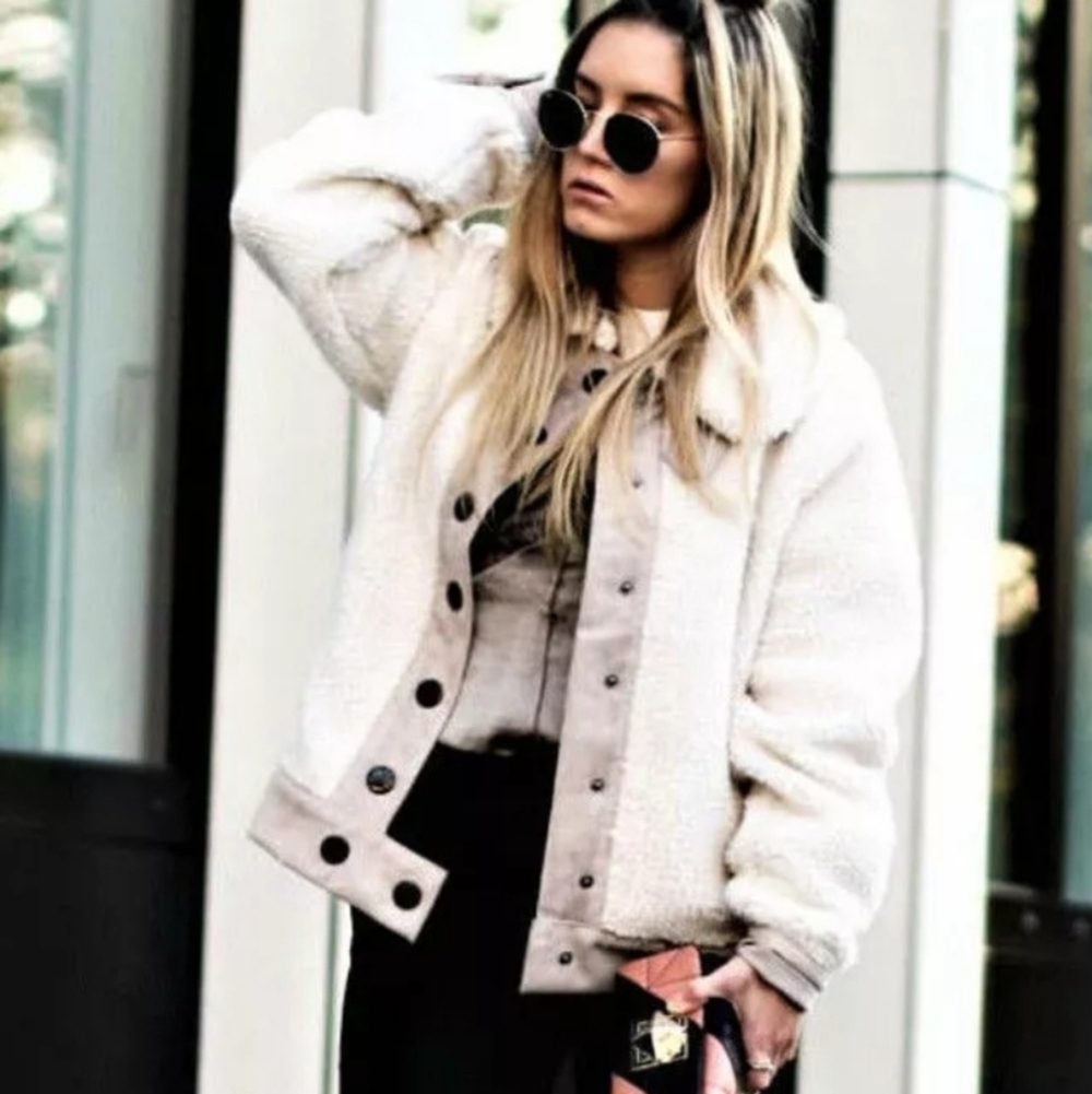 Zara Knitwear Borg Fleece Jacket